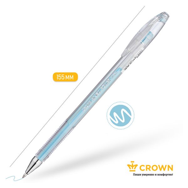 Ручка гелевая Crown "Hi-Jell Pastel" голубая пастель, 0,8мм HJR-500P