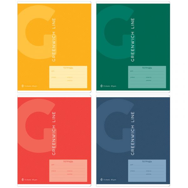 Тетрадь 12л., клетка Greenwich Line "Color theory", 80г/м2 N5c12-29780