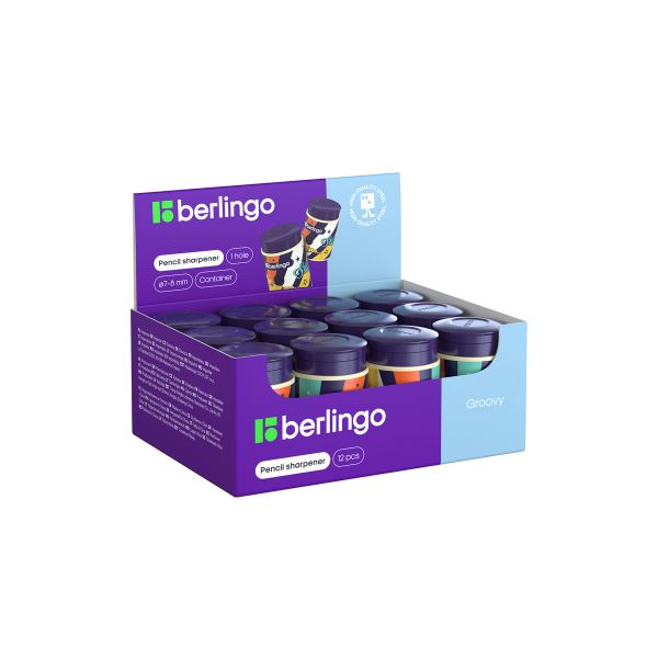 Точилка пластиковая Berlingo "Groovy", с контейнером, 1 отверстие BBp_15S15