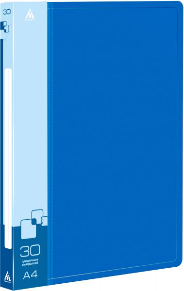Папка  30 файлов синяя 0,65мм карман торцевой с бумажной вставкой BPV30BLUE Бюрократ
