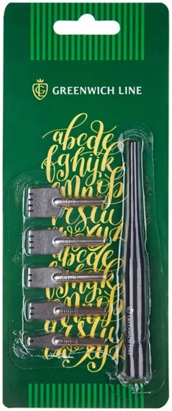 Перья плакатные (ширококонечные) Greenwich Line, 5шт. в наборе с держателем, блистер 287857