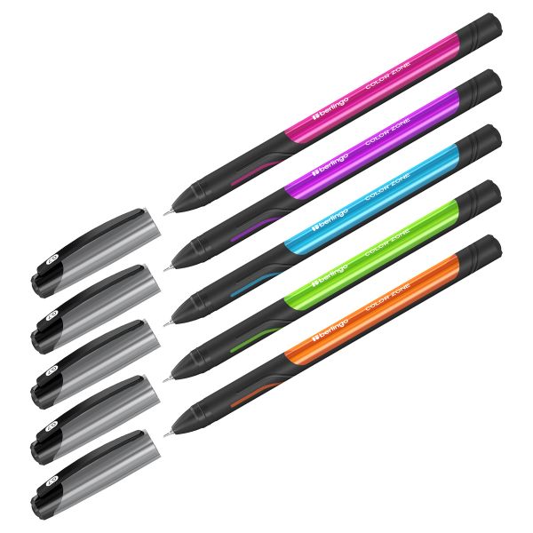 Ручка шариковая Berlingo "Color Zone stick" 0,7мм, синяя, прорезиненный корпус ассорти CBp_70950