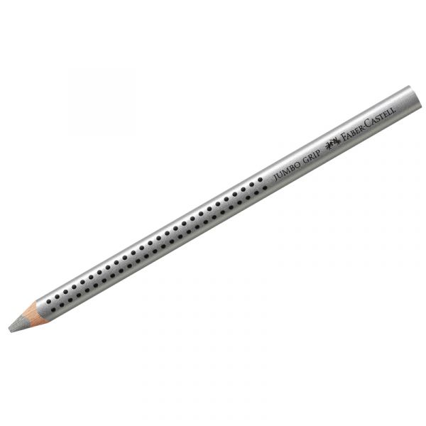 Карандаш Faber-Castell "Jumbo Grip" серебряный металлик, трехгран., утолщен., заточен. 110982