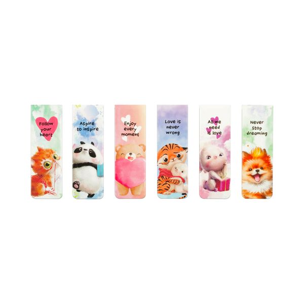 Закладки магнитные для книг, 6шт., MESHU "Cute animals", глянцевая ламинация MS_58939