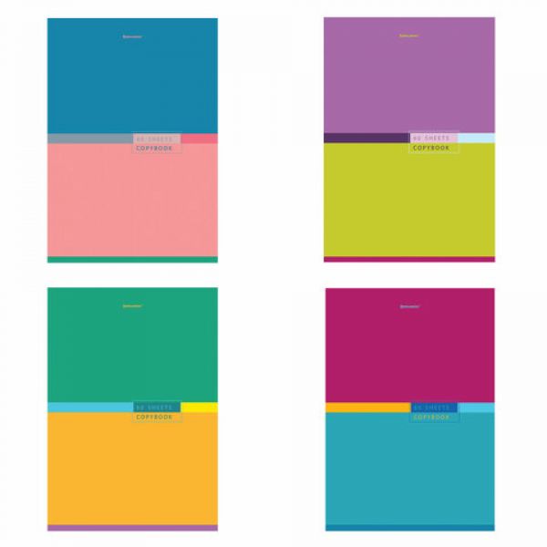 Тетрадь А4, 60 л., BRAUBERG, скоба, клетка, обложка картон, "Color", 404043
