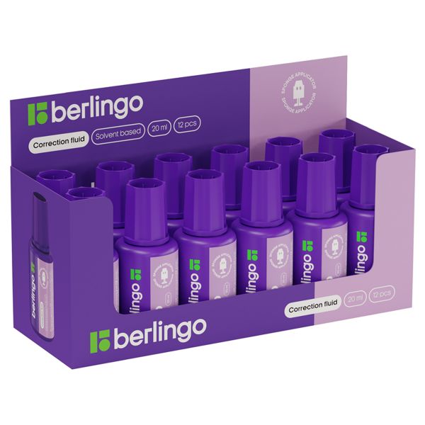 Корректирующая жидкость Berlingo, 20мл, на химической основе, с губчатым аппликатором KR 550
