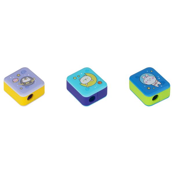 Точилка пластиковая MESHU "Bubble friends", 1 отверстие, ассорти MS_52292