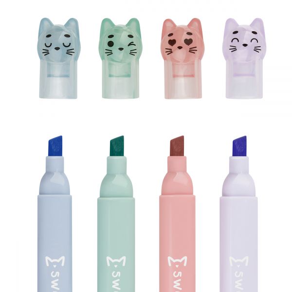 Набор текстовыделителей MESHU "Paw pastel", 04цв., пастельные цвета, 1-4мм MS_55400