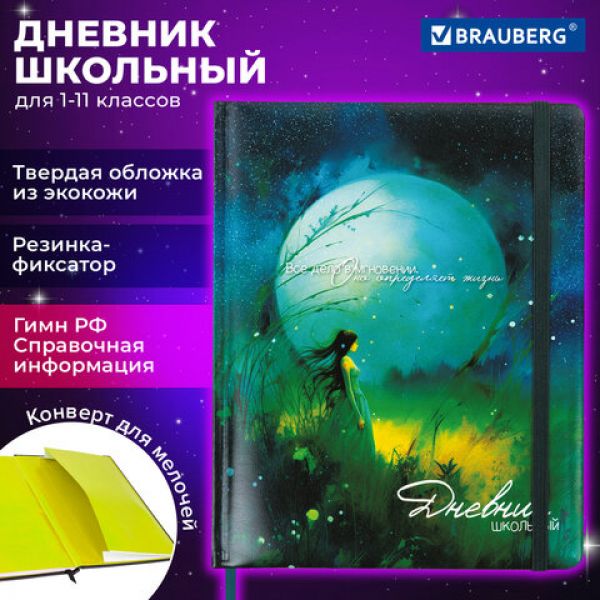 Дневник 1-11 класс 48 л., кожзам (твердая с поролоном), "Мечты", 106949