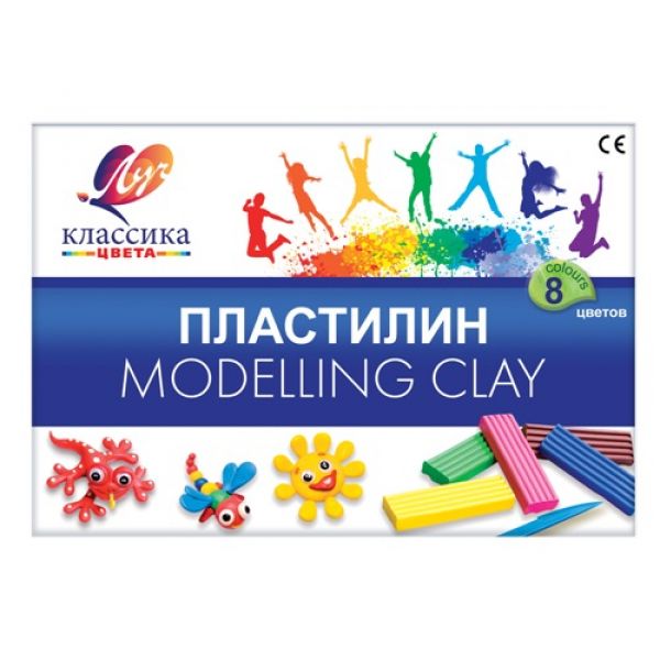 Пластилин  8цв 160г Классика+стек 12С867-08 Луч
