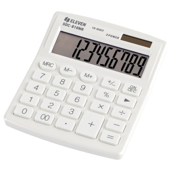 Калькулятор настольный Eleven SDC-810NR-WH, 10 разрядов, двойное питание, 127*105*21мм, белый SDC-81