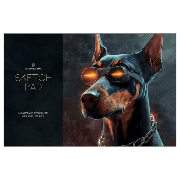 Альбом для рисования 40л., А4, на скрепке Greenwich Line "Black Dog", 120г/м2 PS40s-59518