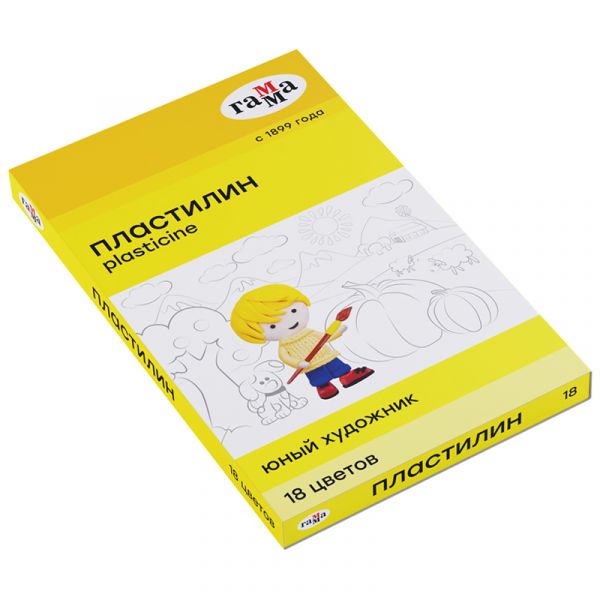 Пластилин 18цв 252г Юный художник+стек 280047 ГАММА