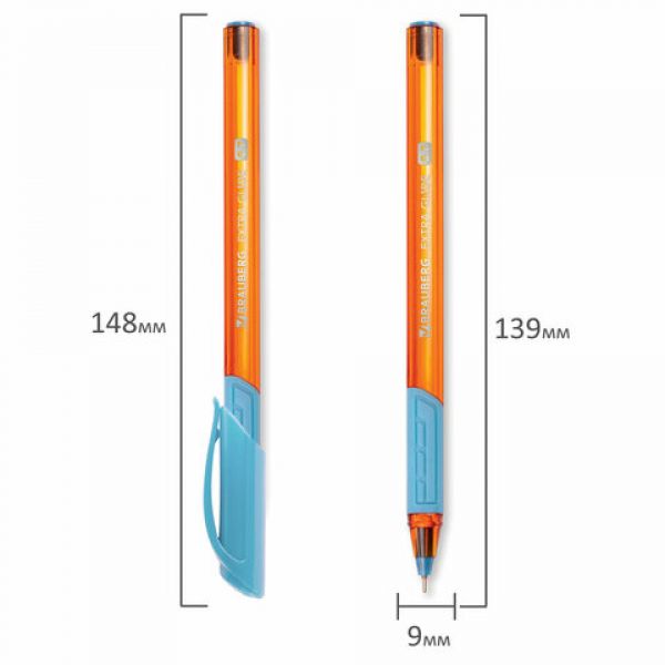 Ручка шариковая масляная с грипом BRAUBERG "Extra Glide GT Sky Blue", СВЕТЛО-СИНЯЯ, игольчатый узел