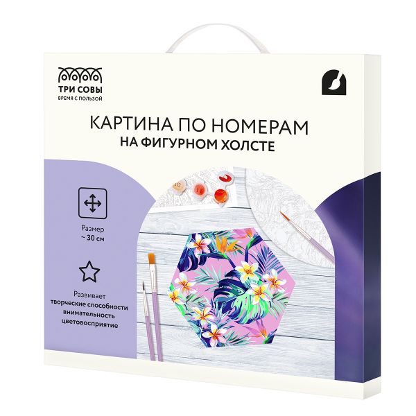 Картина по номерам на фигурном холсте ТРИ СОВЫ "Тропический сад", форма многоугольник