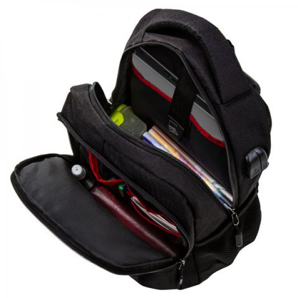 Рюкзак BRAUBERG URBAN с отделением для ноутбука, USB-порт, "Kinetic", черный, 46х31х18 см, 270798