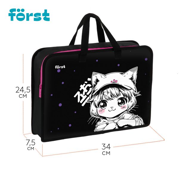 Папка с ручками 1 отделение, А4 Först "Plush Dream", 340*245*75мм, пластик, на молнии FT-HB-750522