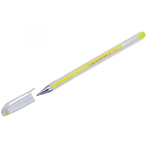 Ручка гелевая Crown "Hi-Jell Color" желтая, 0,7мм HJR-500HB