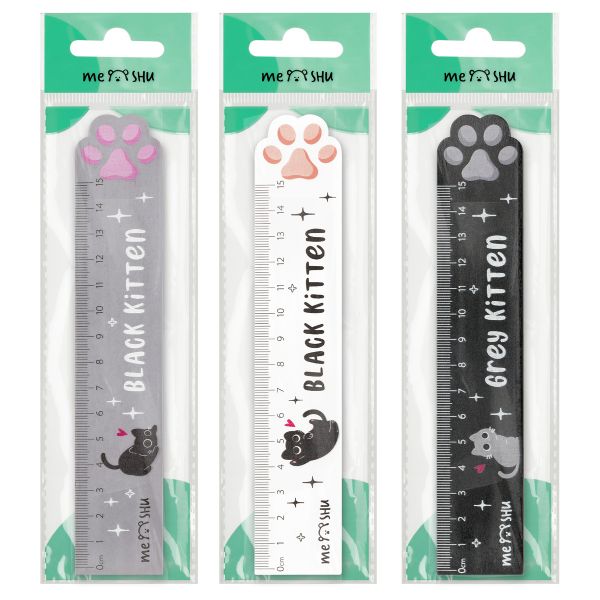 Линейка 15см MESHU "Paw", деревянная,  ассорти, европодвес MS_59669