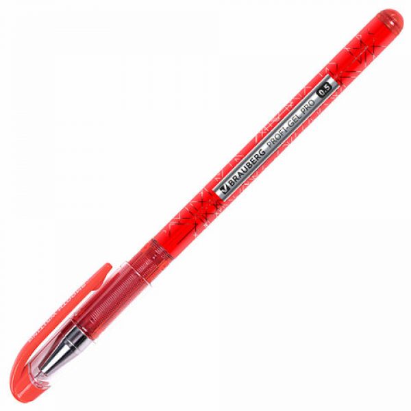 Ручка гелевая BRAUBERG "Profi-Gel PRO", КРАСНАЯ, линия письма 0,4 мм  144126