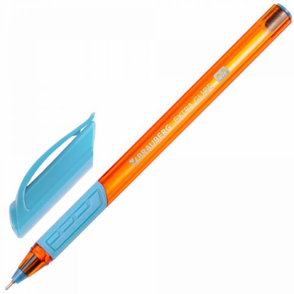 Ручка шариковая масляная с грипом BRAUBERG "Extra Glide GT Sky Blue", СВЕТЛО-СИНЯЯ, игольчатый узел