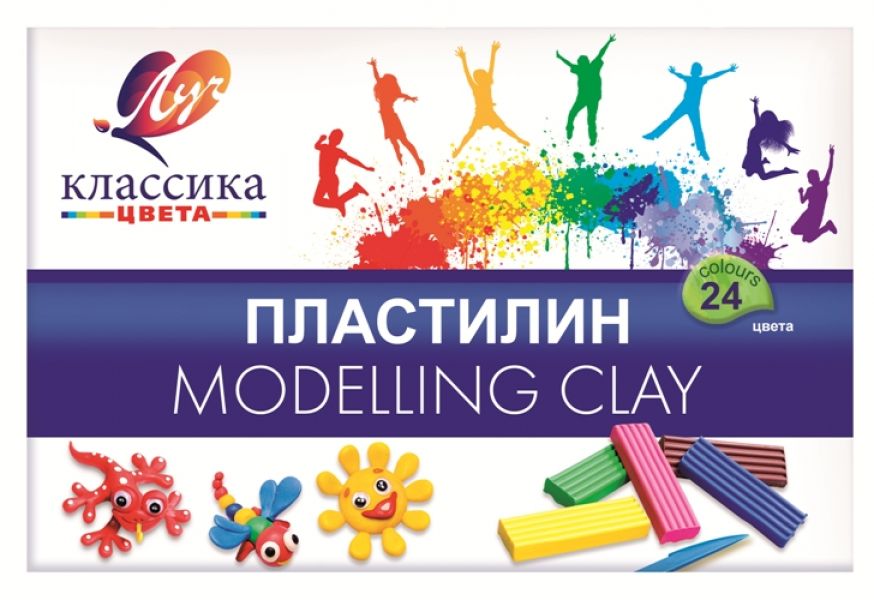Пластилин классический ЛУЧ "Классика", 24 цв., 480г, со стеком, картонная упаковка, 28С 1642-08