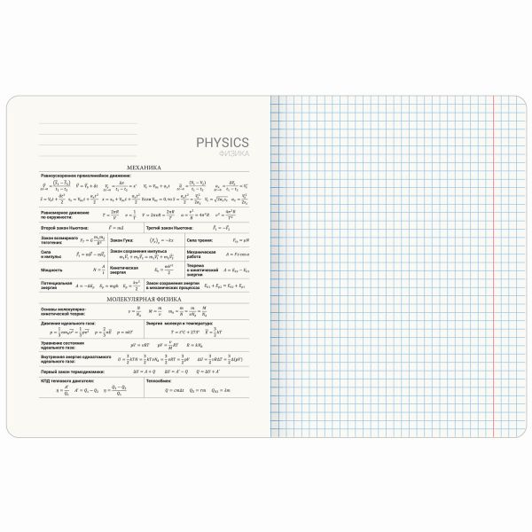 Тетрадь предметная ДАТЫ 48 л., TWIN-лак, ФИЗИКА, клетка, подсказ, BRAUBERG, 405132