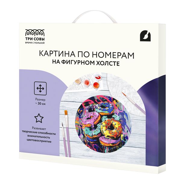 Картина по номерам на фигурном холсте ТРИ СОВЫ "Донаты Арт", форма круг