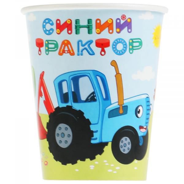 CP-53664-BT Стаканы бумажные "Синий трактор" (250мл, 6шт.), (ООО "Картония")