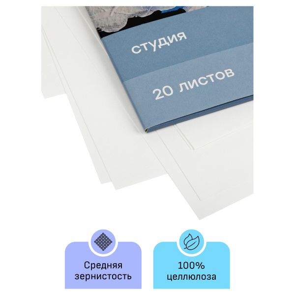 Папка для гуаши и акрила 20л., А4, Гамма "Студия", 180г/м2 40A03F720W