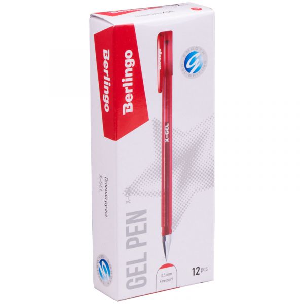 Ручка гелевая Berlingo "X-Gel" красная, 0,5мм CGp_50122