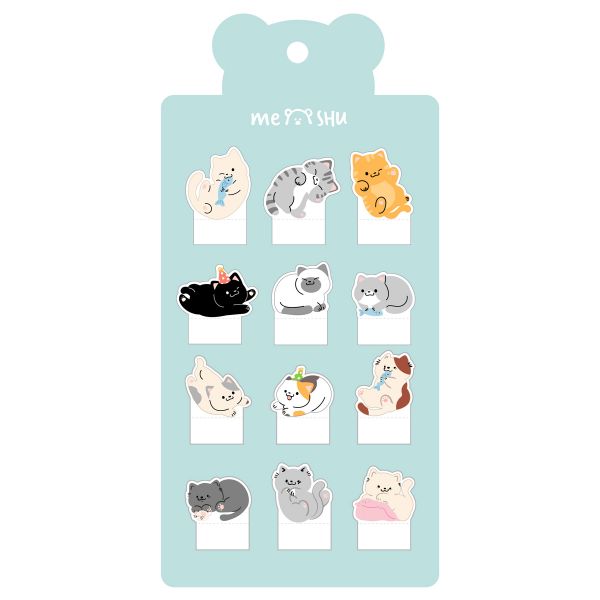 Флажки-закладки MESHU "Sweety kitty" пластиковые фигурные, 20л*12 дизайнов, европодвес MS_61971