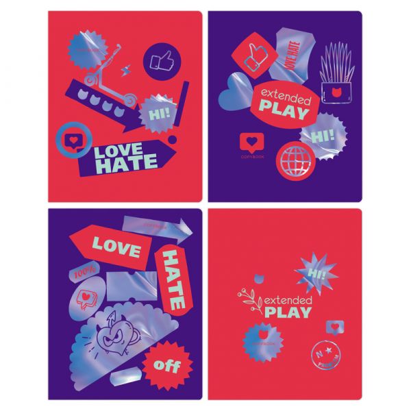 Тетрадь 96л., А5, линия BG "Stickers", тиснение голографической фольгой Т5ск96_тгф 11972