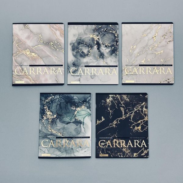 Тетрадь  48л клетка "Carrara" /мат.лам.Soft Touch/фольга золото/ ассорти 7-48-1326 Bruno Visconti
