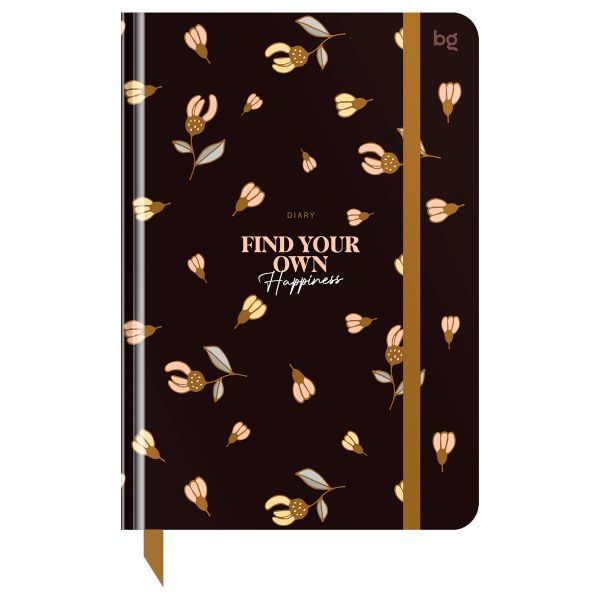 Ежедневник недатированный А5, 136л., 7БЦ BG "Flowery. Black", глянцевая ламинация, DuА5_64362