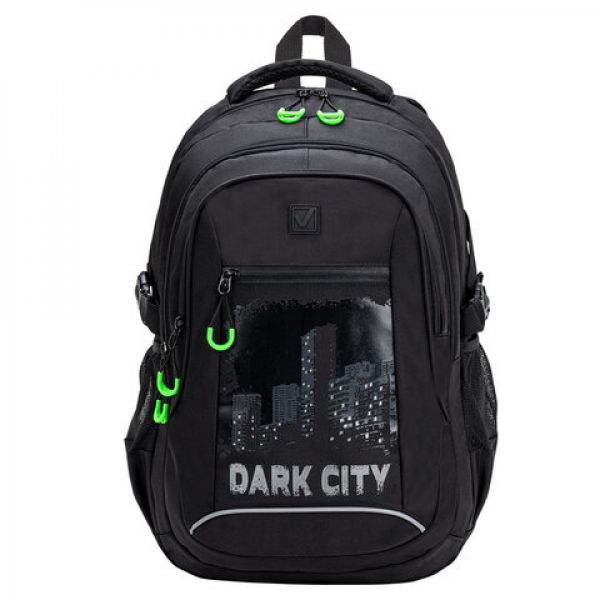 Рюкзак BRAUBERG CONTENT универсальный, светоотражающий принт, "Dark city", 47х33х18 см, 270763