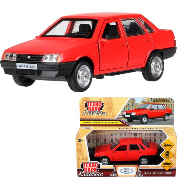 Машина металл. Lada "ВАЗ-21099 Спутник 21099-12MAT-RD 12 см,(открыв. дв, баг, красный) инерц, в кор.