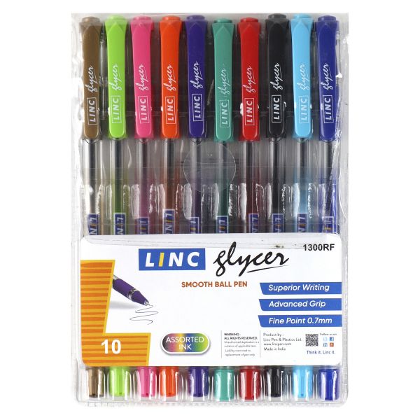 Ручка шар /набор 10шт/10цв Glycer 0,7мм 1300RF/10 Linc