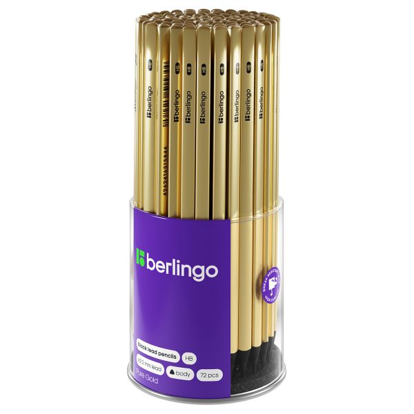 Карандаш ч/г Berlingo "Pure Gold" HB, черное дерево, трехгранный, заточен. BP01330
