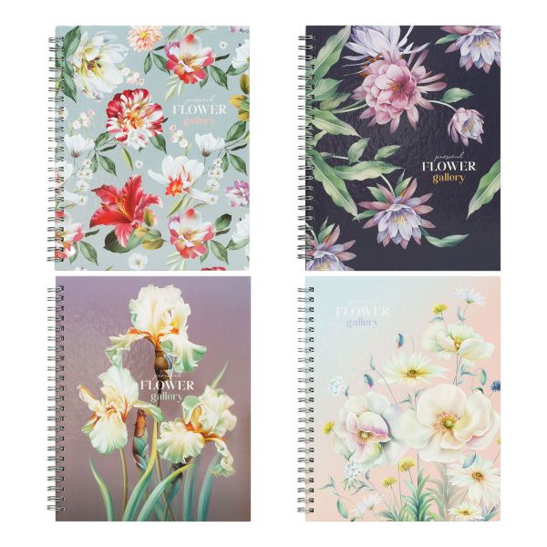 Тетрадь 80л., А5, клетка на гребне BG "Flower gallery", глянцевая ламинация, твердая обложка ТТ5гр80