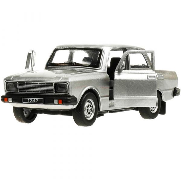 Машина металл АЗЛК "Москвич-2140sl", AZLK2140M-12-SR дл 12,5 см, (дв, баг, серебр) инерц., в коробке