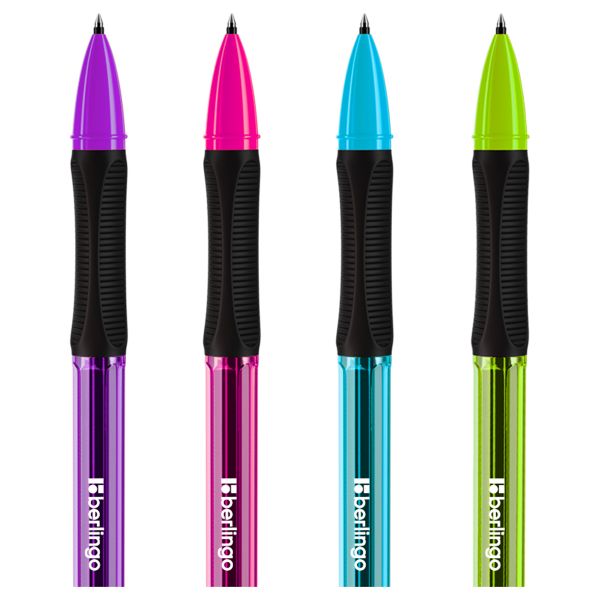 Ручка гелевая Berlingo "Tribase Gel grip neon" черная, 0,5мм, грип CGp_05026