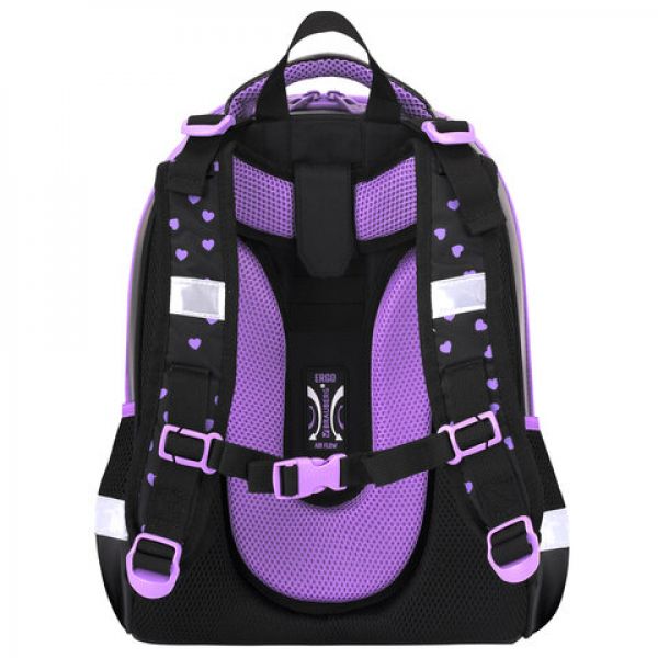 Ранец BRAUBERG SHINY, 2 отделения, с брелком, Pretty face, 38х28х14 см, 273142