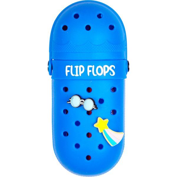 Пенал фигурный 20*8*4см "Flip Flops", EVA, с крышкой и ручкой/с отверстиями д/значков /синий 7027209