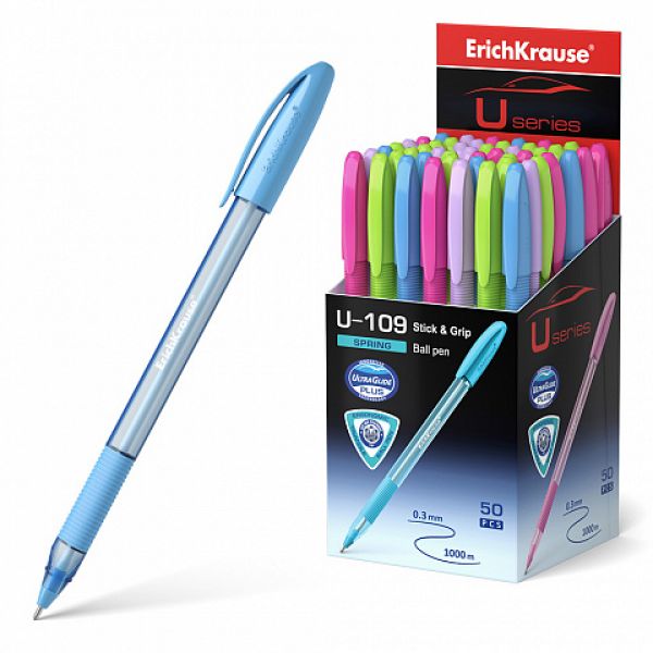 Ручка шар Ultra Glide Technolody U-109 Spring Stick&Grip 1,0мм синяя /форма корпуса - треугольная 58