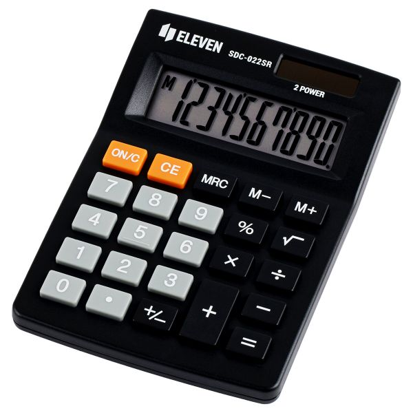 Калькулятор настольный Eleven SDC-022SR, 10 разрядов, двойное питание, 88*127*23мм, черный SDC-022SR