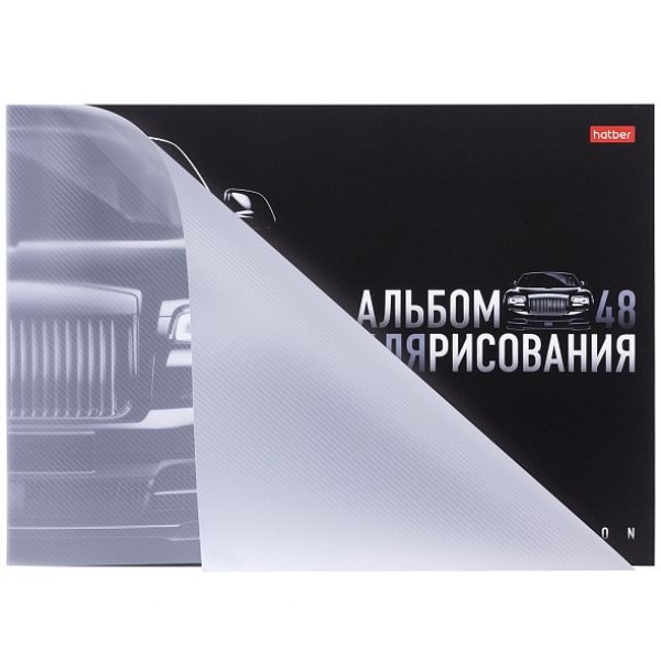 Альбом д/рисования пл.обл. 48л "Black Edition" /тиснение/ 48А4Впл Хатбер