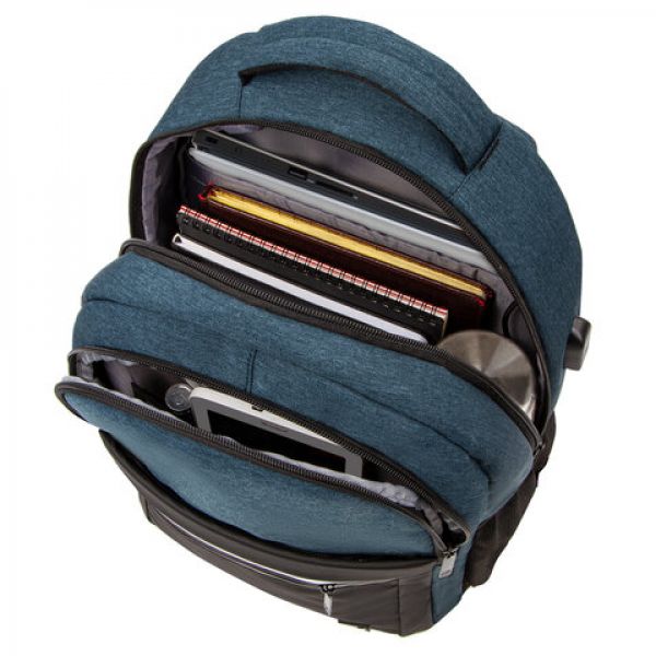 Рюкзак BRAUBERG URBAN с отделением для ноутбука, USB-порт, "Denver", синий, 46х30х16 см, 229893