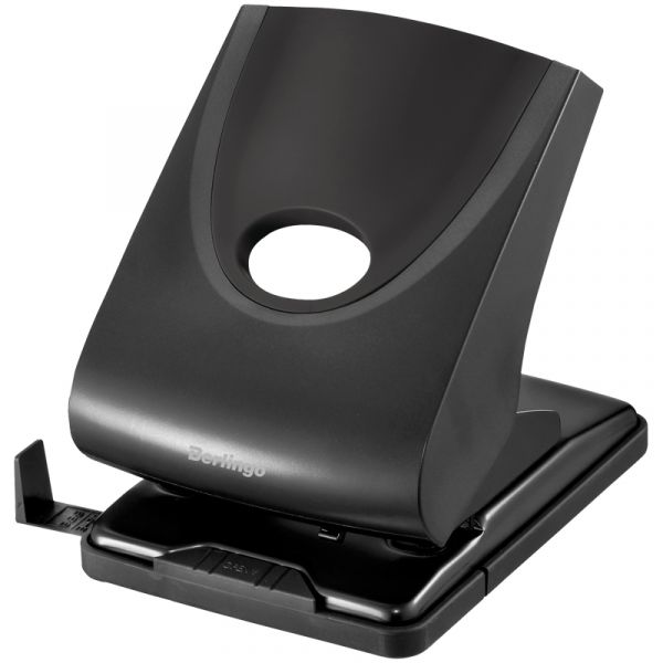 Дырокол Berlingo "Office Soft" 40л., пластиковый, с фиксатором, черный, с линейкой DDp_40161