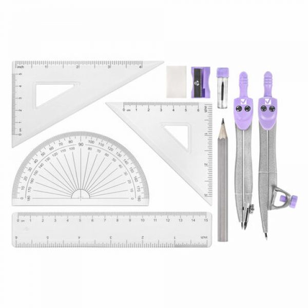 Готовальня BRAUBERG SCHOOL KIT, 11 предметов, циркуль 115 мм, циркуль 125 мм, 210714